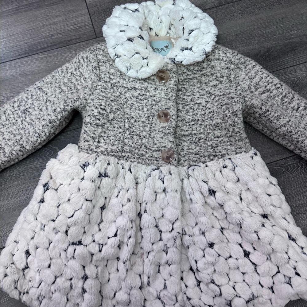 Cozy Gray and Cream Textured Coat